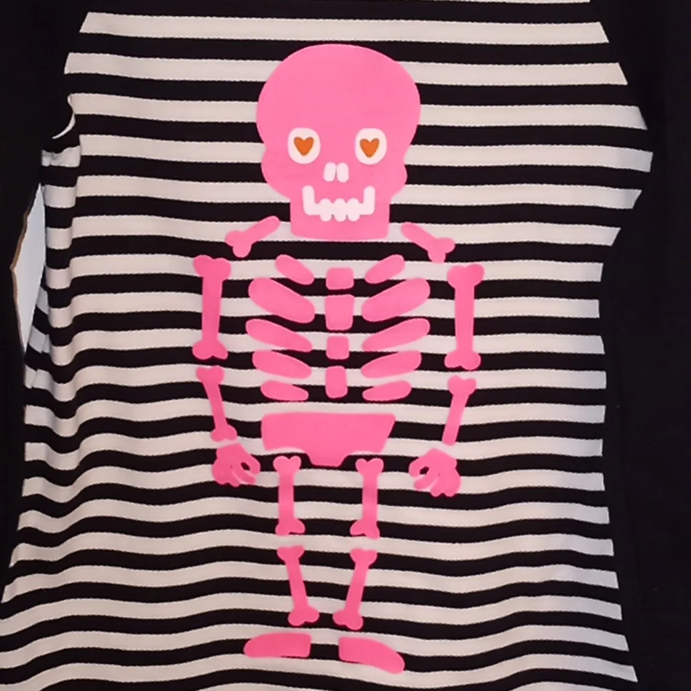 Cat & Jack Halloween Skeleton Stripped Dress Size 6-6x